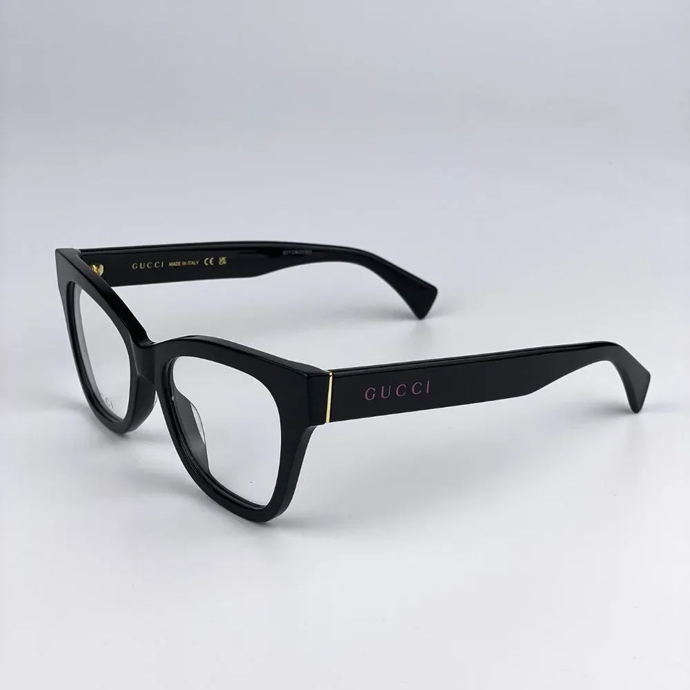 Gucci GG1133O 003 Eyeglasses Shiny Black Cat Eye Women LOGO